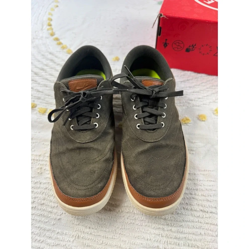 Nike Lunarlon Canvas Sneakers Olive Green Men's‎ Size 8.5 Lace Up Shoes